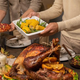 Thanksgiving buffet being set up